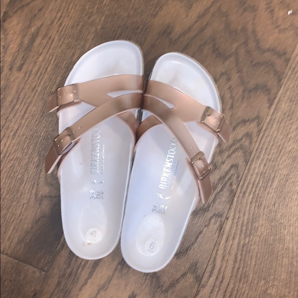 Rose gold birkenstocks